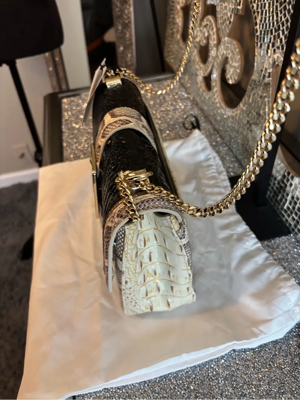 💕Brahmin Rosalie Ivory Iguana Rockville Crossbody Bag